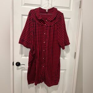 Carole Womens‎ House Dress Robe XL Buffalo Plaid Front Pockets Snaps Moo moo